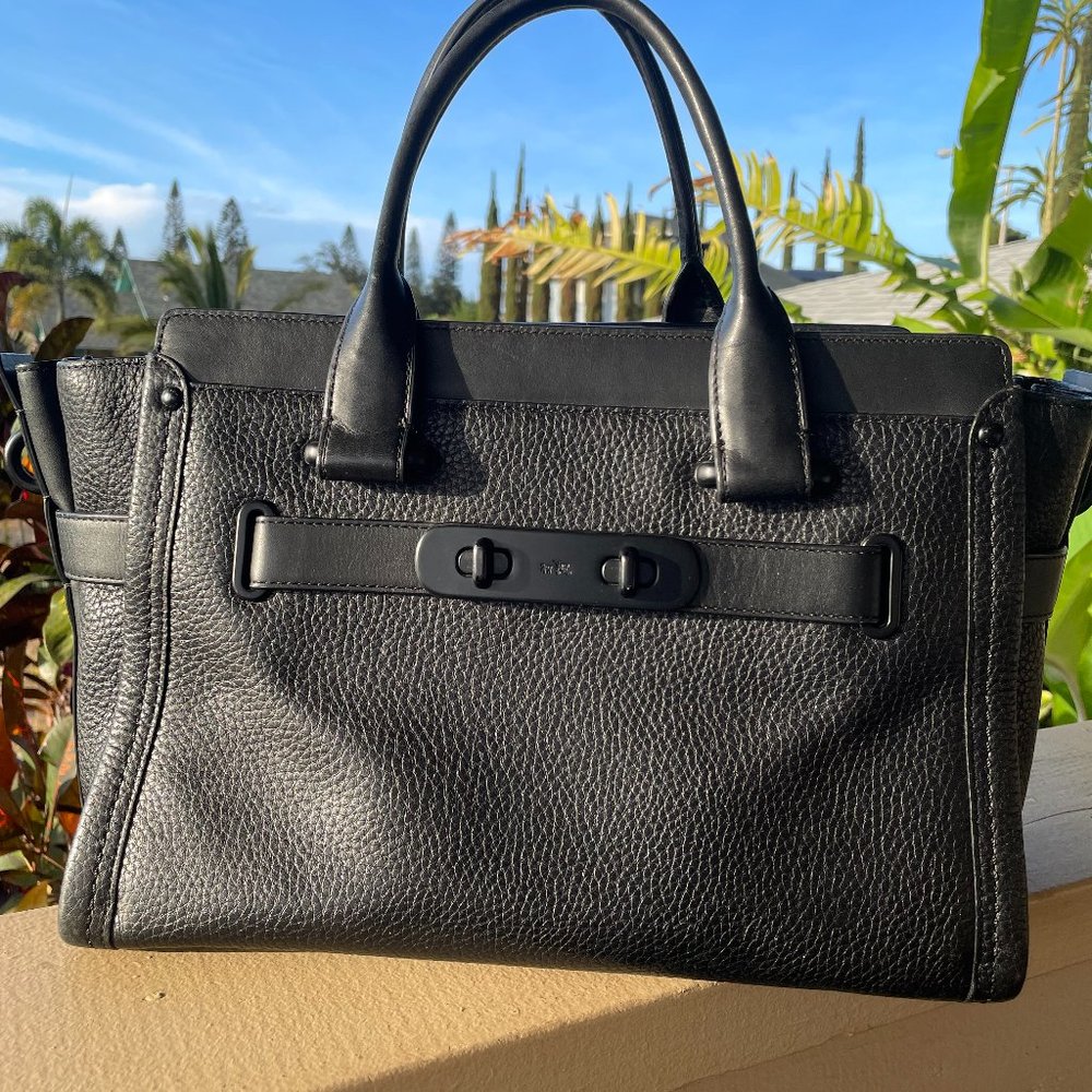 Coach Black Leather Swagger Satchel
